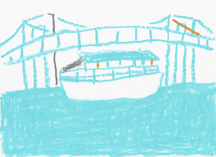 橋と船のイラスト